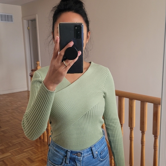 Crossover Front Ribbed Knit Top - Picture 3 of 3